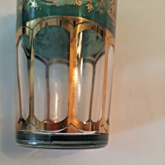 2 Moroccan Tea Glasses Missary Paris Green and Gold Juice Paisley - Picture 12 of 12